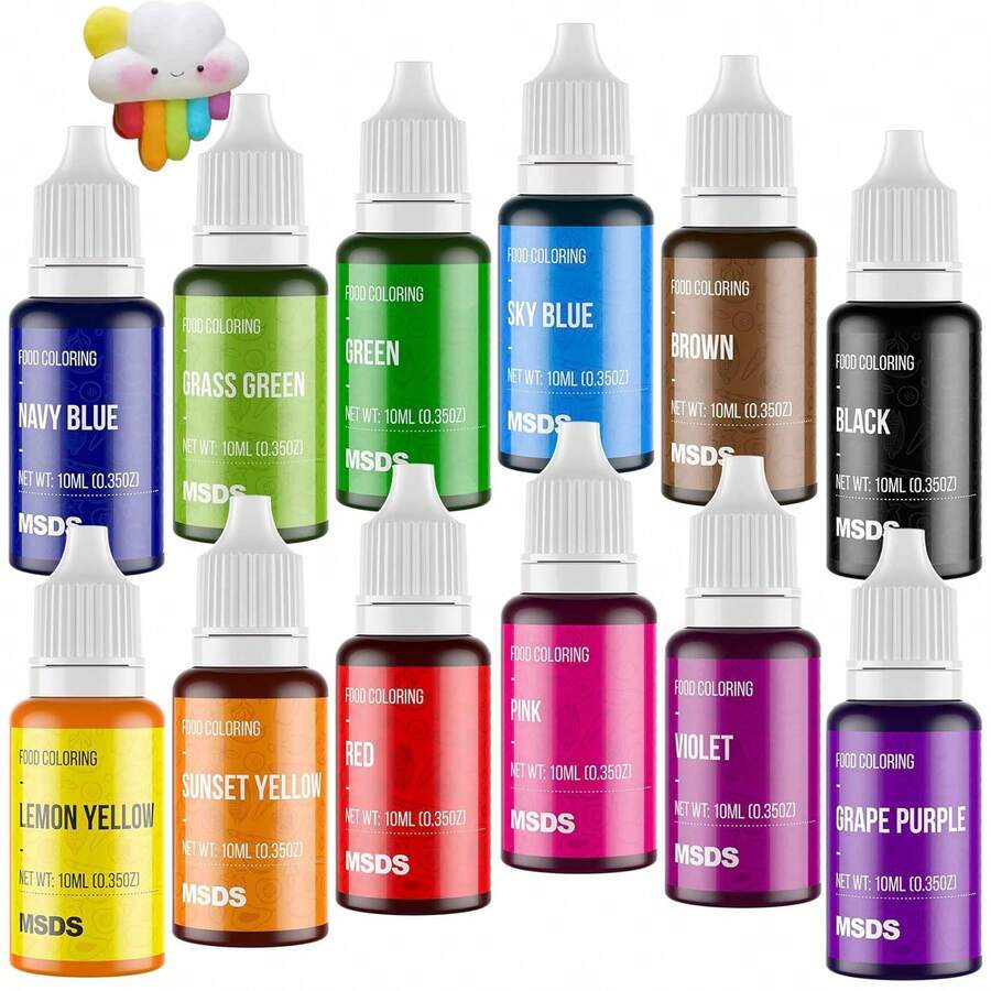 16 Color Cake Food Coloring Set, Bright Food Coloring Liquid Dye Odorless Suitable For Baking, Frosting, Easter Eggs, Gummies, Cooking, Slime Making DIY Supplies Set - 35 Oz 10 Ml Bottled: Grocery And Specialty Food XXAT - 3-10毫升 14色套裝 - 查看 1