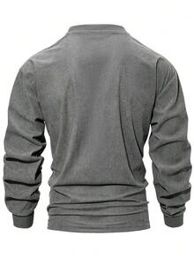 Men's Casual Retro Corduroy Sweatshirt, Suitable For Autumn/Winter - Dark Grey - View 9