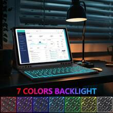 YQQ Galaxy Tab A9 Plus Case With Keyboard 5G 11 Inch 2023 SMX210 X216 X218 7 Color Backlit Detachable Tablet Keyboard Cover With S Pen Holder For Samsung Galaxy Tab A9+ 11" (Black)5801