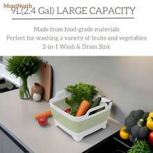 Collapsible Wash Basin 9L Foldable Dish Tub With Drain Plug Portable Collapsible Dish Basin Camping Sink For Washing Dishes Laundry And Kitchen Use Gray - màu xanh lá - Xem 7