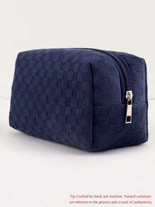 1 pieza Estuche de lápices a cuadros personalizado por transferencia térmica, estuche de lápices personalizado con texto personalizado - gran capacidad, bolsa de almacenamiento - perfecto para guardar útiles escolares, necesidades de oficina, multifuncional