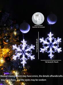 1 Stück Weihnachtsfenster Lichtdekoration, Weihnachtsdekoration LED Saugnapf Licht, Weihnachtsschneeflocken-förmiges LED Saugnapf Licht, batteriebetrieben für Innen- und Außendekoration, Weihnachtsbaum, Kamin, Fenster Dekoration, Raumdekoration (Batterie nicht enthalten)