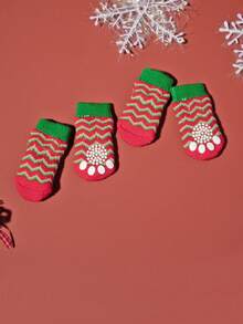 Calcetines navideños para mascotas en colores aleatorios (4/8 piezas) para perros y gatos con calcetines con estampado de renos y árboles de Navidad - Multicolor - Ver 5