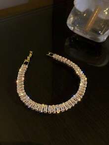 Edelstahl Tennis Armband, verstellbare AAA Kubikzirkonia Kristall Halskette Anhänger Kette, Premium Schmuck