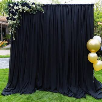 1pc/2pcs Classic Black Polyester Backdrop, Double-Sided Stretchy Thin Fabric, Multiple Sizes Available, With Rod Bag, Suitable For Wedding Decoration, Engagement Ceremony, Birthday Party, Bachelor Party, Anniversary, Photography Furniture Decor, Photo Background