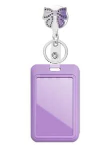 1pc ID Card Holder With Bow Retractable Nurse Badge Reel Cute Resin Bow Teacher Badge Reel For Keys Keychain Best Gift For Doctor Nurse Teacher Student Office Worker For Women Money Wallet Mini Wallet Purse Wallet Card Wallet