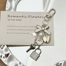1 Piece, Lifetime Lock Love Ins Wind Mobile Phone Pendant, Personalized Bow Shows Exquisite, Creative Design Contains Intention, Can Be Used As Mobile Phone Case Pendant, Suitable For Backpack Buckle, Pendant Key, Daily Matching Is Super Unique - Khóa chặt tình yêu của bạn suốt đời [Kiểu khóa cửa] - Xem 3