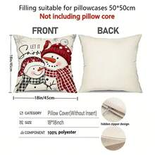 4/1 Set, 45*45cm Christmas Theme Pillow Covers, Soft & Comfortable Pillow Cases With Zipper Closure, For Home & Room Decor, Santa Claus & Snowman Design, Machine Washable - Multicolor - View 10