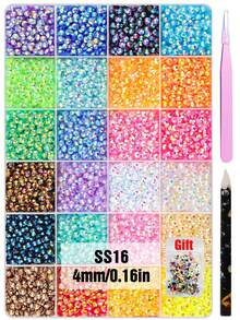24 Grid Mixed-Color Nail Rhinestone Flat Back Gems Non Hotfix Flatback Gems, Bedazzling Crystal For DIY Crafts Clothing Tumblers Mugs Shoes Fabric Decor Nail Art Make Up