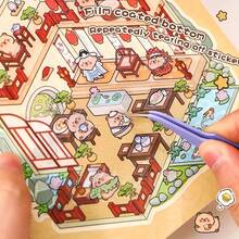 1 zestaw dużych naklejek z motywami krajobrazowymi, 20 dużych kolekcji scen, różnorodne style do wyboru, trójwymiarowe naklejki 3D z motywami domów, ręcznie robione naklejki z miniaturowymi scenami studenckimi, naklejki z kolażem z grami rodzinnymi, odpowiednie na małe prezenty na spotkania rodzinne, naklejki z motywami budowy kampusu