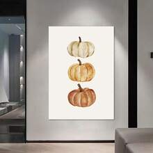 1 pièce Impression sur canevas d'art charmeuse de citrouille d'automne sans cadre - Décoration murale aquarelle sans cadre pour la maison et le bureau