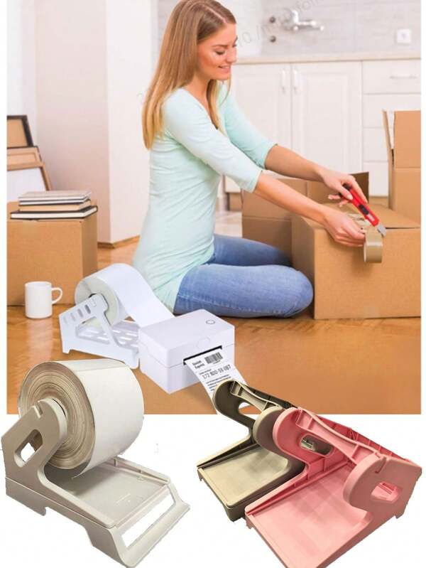 1 حامل طابعة الملصقات الحرارية، مناسب لملصقات الشحن المطوية والملفوفة، حامل خارجي عالمي 2 في 1 لطابعة حرارية 4 بوصة لصندوق البريد الإلكتروني، يمكن استخدامه مع طابعة ملصقات المكتب، متوافق مع ملصقات البريد السريع وملصقات الطوابع البريدية (قد تختلف اللون بسبب الإضاءة)