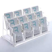 1pc High-End Transparent Acrylic Business Card Holder, Large Capacity Front Desk Card Organizer, Creative Desktop Business Card Display Stand