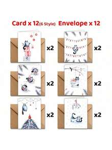 Set de 12 tarjetas de Navidad y Año Nuevo con diseños divertidos de gatos, con sobres, adecuadas para cualquier persona, de tamaño 3.7x4.9 pulgadas
