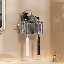 New Ins-Style Minimalist Large Capacity Suction Cup Toothbrush Holder, Bathroom Toothbrush Cup Wall Mount Storage Organizer, No Drilling Required