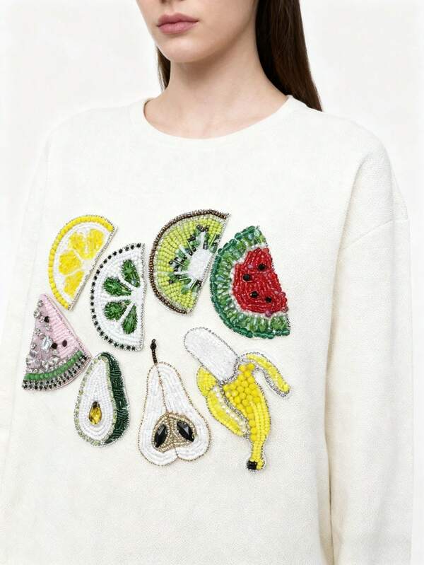 1 pieza Parches bordados a mano con frutas, sandía, limón, plátano, apliques DIY para reparar ropa, bolsas, sombreros, parches de tela decorativos coloridos, accesorios de moda lindos, regalo de Navidad perfecto para amigos y familiares