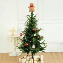 Gingerbread Man Tree Topper Decorative Cute Red Bow Tree Decoration For Home And Holiday Christmas Decorations Home Christmas Gifts Christmas Decor - Multicolor - View 5