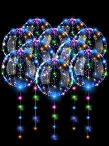 20个(10套)LED气球串灯,透明泡泡球设计,迷人的LED发光泡泡球搭配冷白光灯串,适用于生日、婚礼、周年纪念日、情人节和圣诞节装饰,夏季海滩派对装饰,生日气球,室内派对装饰,暖白光/白光灯串 - 無色 - 查看 9