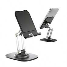 YYW Soporte ajustable de escritorio para teléfono y tableta con base segura, compatible con iPad, Kindle y otros dispositivos, ideal para visualización sin usar las manos - Negro - Ver 3