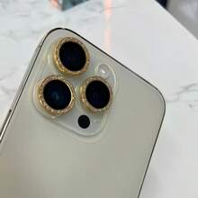 (Gold Diamond Pattern) Suitable For Compatible With IPhone 11/11pro/12 Mini /13 / 14 Plus/15 / 16 Pro Max/16e/17/17pro/17 Pro Max/17Air, Luxury Gold Flash Sticker, Scratch Resistant, High-End Lens Film