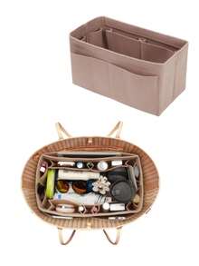 14口袋黑色毛毡内衬收纳袋，适用于手提包、钱包、旅行配件 - 米色 - 查看 6