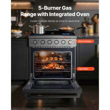 Gas Range Oven, 30 Inches Width, Freestanding Stainless Steel Stove And Oven With 5 Sealed Cooktop Burners, Easy Reach Racks, Storage Drawer, 4.8 Cu. Ft. Capacity, For Apartment, Home, Kitchen - 30-inch Ovens (5 Units) - View 2
