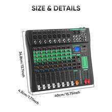 6/8/12/16-Channel Audio Mixer, Professional Music Mixing Board With Reverb, Digital DJ Mixing Console, Equipped With 48V Phantom Power And USB Port, Suitable For Recording, Karaoke And Podcasting - 美規A型插(110-127V) - 查看 13