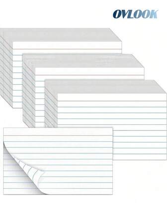 Tarjetas índice de 3x5 pulgadas, tarjetas flash regulares, tarjetas de notas, notas de aprendizaje y listas de tareas pendientes, con doble cara rayada, papel para tarjetas de notas, tarjetas de almacenamiento guardadas en caja de escritorio
