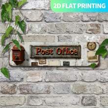 2D Flat, 1 Retro 'Post Office' Metal Sign - 15, 7x3, 9inch Aluminum Wall Decoration, Pre-Cast Hole, Farmhouse, Porch - Easy To Hang, No Electricity Required, Unique Friends And Family, Farmhouse Wall Art| Vintage Wall Sign| Durable Wall Art, Metal Wall Art Decoration, 2D Flat