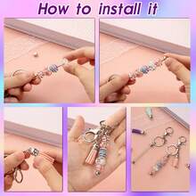 10/20/40 Stücke Perlenförmige Schlüsselanhänger Stangen im Großeinkauf, inklusive Schlüsselanhänger mit Silberperlen und bunten Lederquasten für Schmuckherstellung, Armband DIY, Schmuckanhänger Zubehör