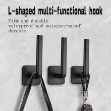 1PCS Black Self-Adhesive Hat And Towel Storage Hooks – Space-Saving, No-Drill Wall Mount Organizer For Baseball Caps, Hats & Towels In Entryway, Bathroom, Bedroom – Durable Plastic, Multi-Functional Household Hooks, Towel Hooks. - 黑色 - 查看 2