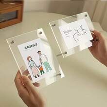 Elegant Acrylic Picture Frame, Transparent Display Stand For Postcards & Photos - Perfect For Home, Office Decor -Horizontal Or Vertical Acrylic Photo Frame With Stand Gifts Birthday Graduation - Clear - View 3