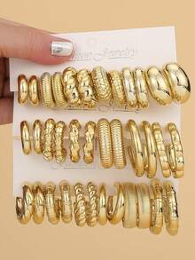 6-12pcs/Set Fashionable Delicate Minimalist C-Shape Hoop Earrings, Suitable For Women's Daily, Date, Party Outfits