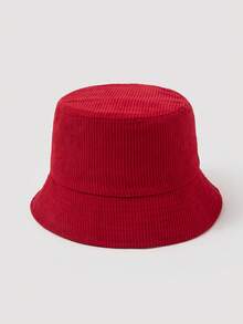 1pc Men's Fashion Corduroy Solid Color Bucket Hat, Suitable For Autumn/Winter Daily Outfits - A - View 19
