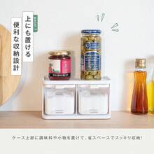 Seasoning Pot, Salt And Sugar Shaker, Spice Bottle With Spoon, Set Of 2 With Rack, 500ml Large Capacity, One-Touch Opening And Closing, Storage Container, Kitchen Storage