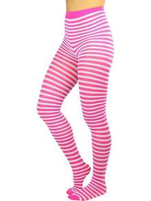 ToBeInStyle Women's Striped TightsHalloween New Year - 白色/紫紅色 - 查看 12
