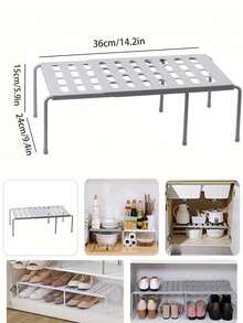 Multi-Functional Shoe Rack, Two-Layer Extendable And Tiered Storage Rack, Shoe Storage Rack, Wardrobe Storage Tiered Partition, Space-Saving Kitchen Storage Rack, Suitable For: Shoe Storage, Kitchen Storage, Wardrobe Storage. - Multicolor - View 8