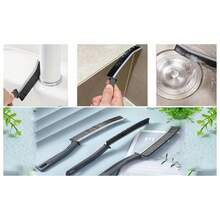 1 pieza Cepillo de limpieza multifuncional de plástico con ranura para ventana y cerdas duras - Mango cómodo, para limpiar ranuras de lavadora, grietas del baño, encimeras de cocina, usando herramientas de limpieza. Durante el embalaje y el transporte, el producto puede tener arañazos, desgaste leve, arañazos, descascarillado de pintura, suciedad, ligero sangrado de color, etc. Estos no son problemas de calidad y no afectan el uso normal del producto.