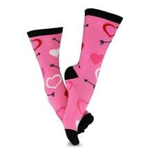 Valentine's Day Crew Socks 3-Pair Pack - Women's & Men's Love Socks - Heart Patterned Casual & Dress Socks - CottonGift Socks - 如圖694 - 查看 3