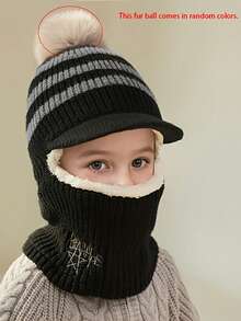 1pc Kids Winter Hat, Toddler Thick Ear Ion Knitted Warm Fleece Cap, Boys Girls Windproof Balaclava Ski Hat, Suitable For 3-8 Years Old Children, Daily Wear & Outdoor Snow - English Five-star Conjoined - View 13