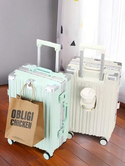 1 Maleta de viaje giratoria de gran capacidad de 20 pulgadas, caja con contraseña multifuncional, con portabotellas de agua, ganchos para colgar bolsas, paraguas, bolsas de la compra y otros artículos, con ruedas giratorias silenciosas, esenciales de viaje, adecuada para almacenar artículos de múltiples propósitos como volver a la escuela, viajar, estudiar en el extranjero, vacaciones y trabajar lejos