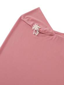 1pc Ready To Wear Instant Hijabs With Pearl Decor, Fashionable Solid Color Convenient Daily Wear Muslim Headscarf