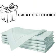 Linen Flax Cotton Cloth Dinner Napkins Set Of 12 U2013 20x20 Natural Hemstitched Fabric U2013 Washable Elegant Reusable Table Napkins Weddings, Parties Dining Dcor - 淡藍色 + 18 英吋 x 18 英吋(4 件組)+ 抽絲斜角 - 查看 9