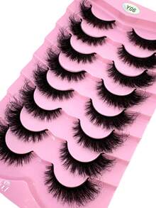 HBZGTLAD 8 pares de pestañas postizas naturales con efecto voluminoso y rizado DD, con estilos ahumados, de aspecto natural, reutilizables para uso diario y práctica