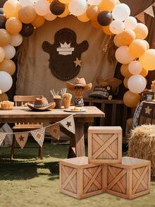 3 件纸质木纹酒桶盒、西部牛仔派对装饰盒、拍照道具、狂野西部主题派对气球盒、性别揭秘派对装饰、新娘送礼会回礼、生日装饰、迎婴派对装饰、整理和收纳 - 彩色 - 查看 6