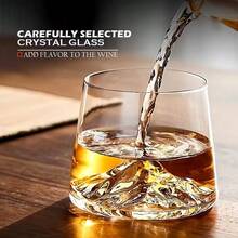 6 件水晶威士忌酒杯，带 3D 山峰底座，复古摇滚酒杯，透明小酒杯，优质酒吧玻璃器皿，适用于波本威士忌、白兰地、苏格兰威士忌、鸡尾酒，完美的家庭酒吧套装，礼品套装，230 毫升/7.85 盎司 - 透明 - 查看 10