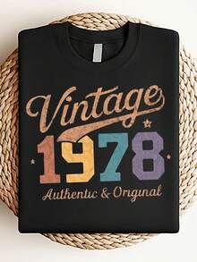 Camiseta para mujer % algodón con ilustración vintage de 1978 y ajuste cómodo. - Negro - Ver 2