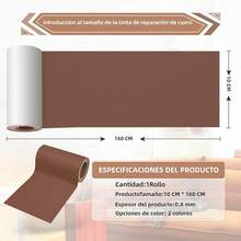 Parche de Reparación de Cuero/Piel Autoadhesivo - Kit de Cuero Vinílico 3M +, Ideal para Muebles/Sofás/Asientos de Coche, Reparación Invisible de Arañazos/Roturas 10x160cm (Marrón) - Marrón - Ver 2