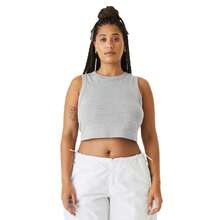 Womens/Ladies Muscle MicroRib Cropped Tank Top (Athletic Heather) - Coffee Brown - View 4