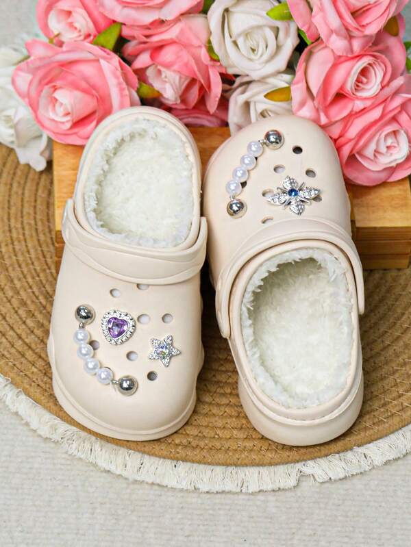 Warm Children's Winter Clogs: Comfortable Indoor Slippers With Plush Lining To Keep Children's Feet Cozy. Girls' Winter Garden Shoes: Non-Slip, Perfect For The Winter Season.